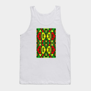 Manjak African Wax Textile Tribal Pattern Senegal Flag Colours Tank Top